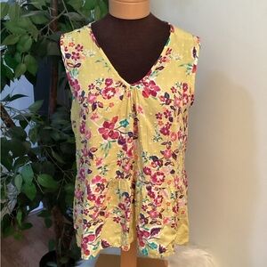 Ava James drop waist floral tank top Woman’s size XL v neck colorful